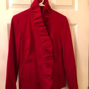 045 International Concepts Red Ruffle Blazer